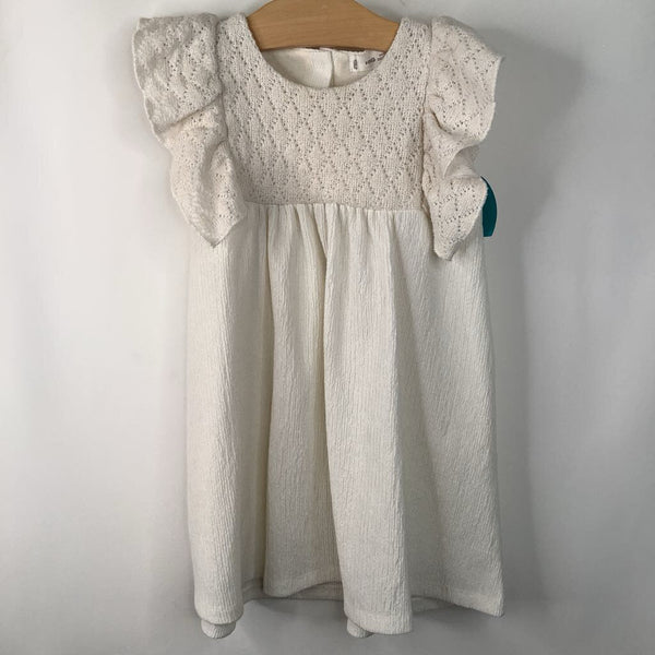 Size 4-5: Ming Creme Knitted Short Sleeve Dress