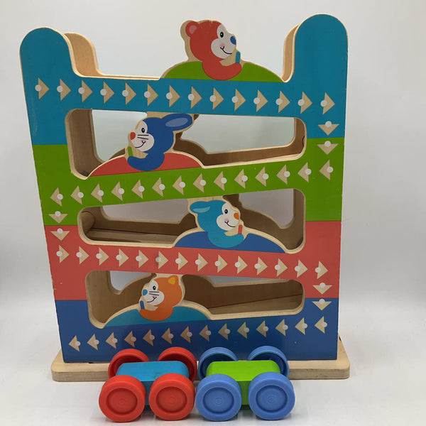Melissa & Doug Roll & Ring Wooden Ramp Tower w/Two Cars