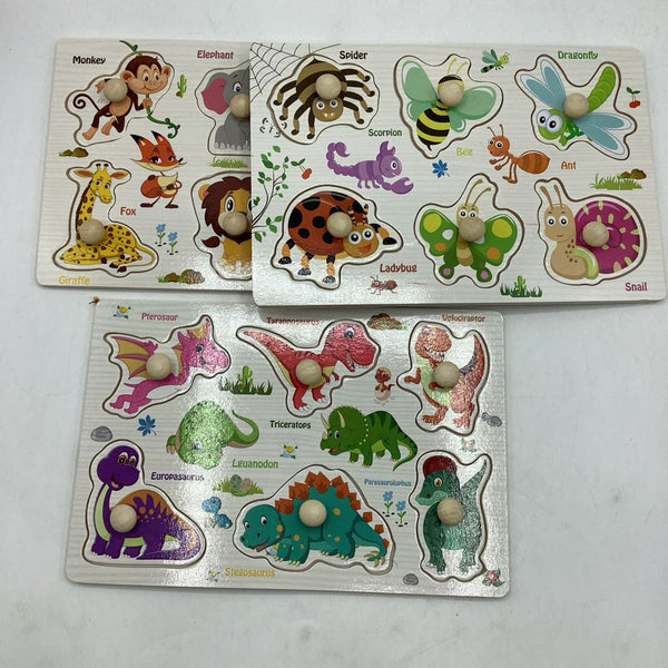 Wooden Peg 3pc Puzzles