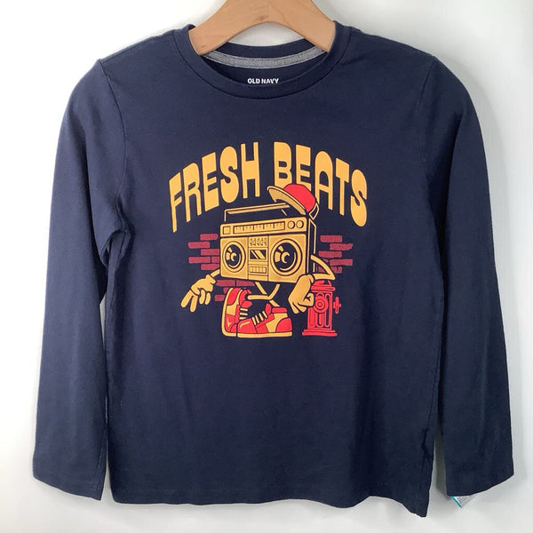 Size 10-12:Old Navy Blue/Yellow "Fresh Beats" Long Sleeve Shirt