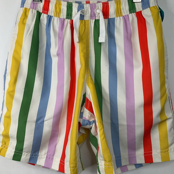 Size 10 (140): Hanna Andersson White/Colorful Striped Swim Trunks