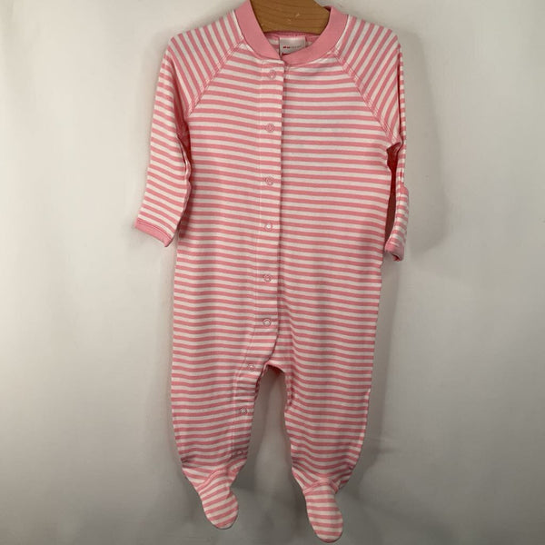 Size 3-6m (60): Hanna Andersson White/Pink Striped 1pc Footy PJs-NEW