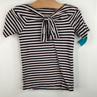 Size 5: Tea Pink/Blue Striped Bow T-Shirt