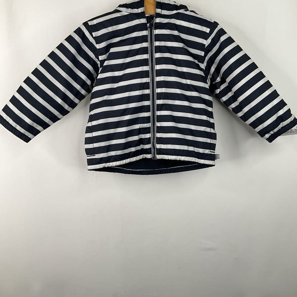 Size 12m: Petit Bateau Blue/White Striped Zip-Up Coat