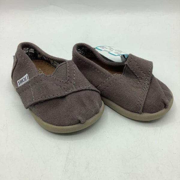 Size 3: Toms Brown Velcro Strap Flats