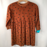 Size 8: Tiny Cottons Brown/Green Apples Terry Cloth Long Sleeve Dress