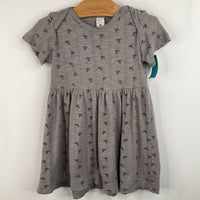 Size 2: Kate Quinn Grey/Green Mushrooms Eyelet Short Sleeve Dress