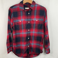Size 10-12: Tucker + Tate Red/Blue Plaid Button-Up Collared Long Sleeve Shirt