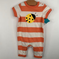 Size 3-6m (60): Hanna Andersson Orange/White Striped Lady Bug Short Sleeve Romper