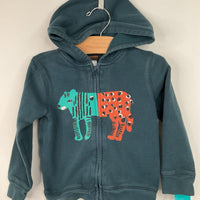 Size 3: Tea Green Animal Print Zip Up Hoodie