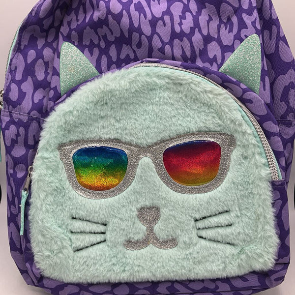 Purple/Blue Shimmery Cat In Sunglasses Back Pack