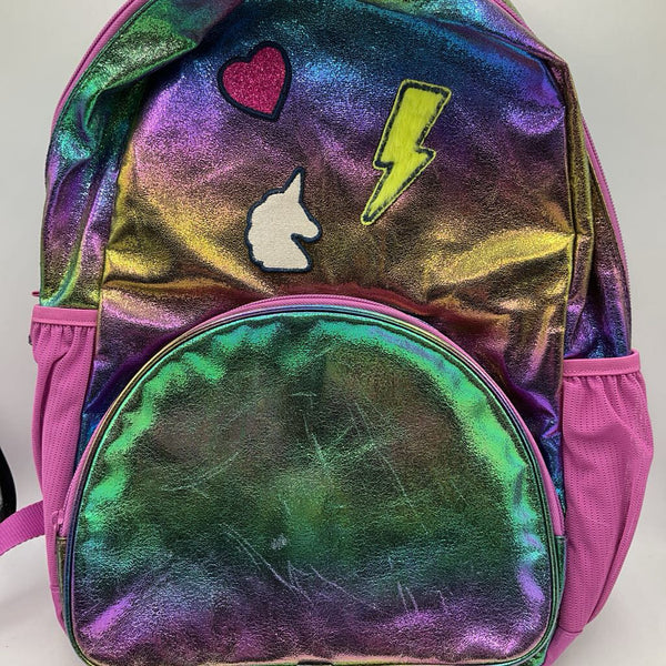 Purple/Blue Shimmery Colorful Unicorn Patched Back Pack