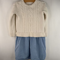 Size 5: Gap White/Blue Knitted Long Sleeve Dress