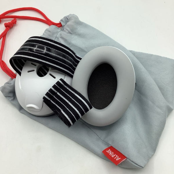 Alpine Muffy Baby White Hearing Protection Headphones w/ Travel Bag