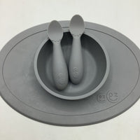 EzPZ Grey Silicone Suction Bowl W/Spoons