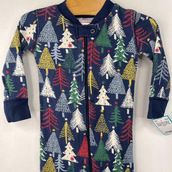 Size 2 (85): Hanna Andersson Blue Holiday Trees 1pc PJs