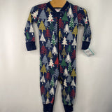 Size 2 (85): Hanna Andersson Blue Holiday Trees 1pc PJs
