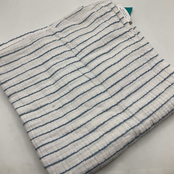Crate & Kids White/Blue Striped Swaddle Blanket