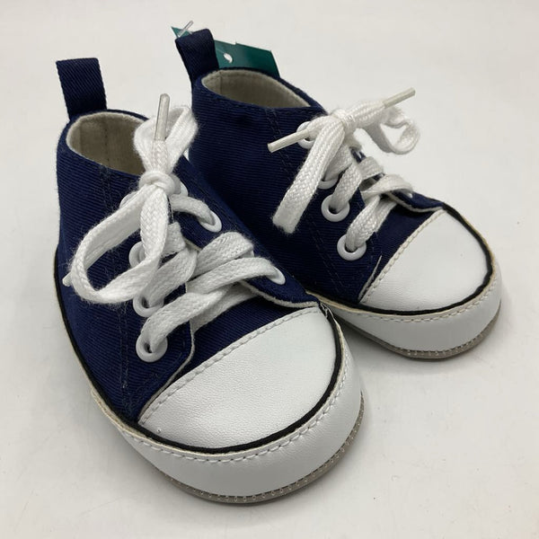 Size 3-6m: Mudpie Blue/White Soft Sole Lace-Up Shoes