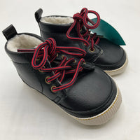 Size 3-6m: Gap Black/Red Soft Sole Lace-Up Shoes