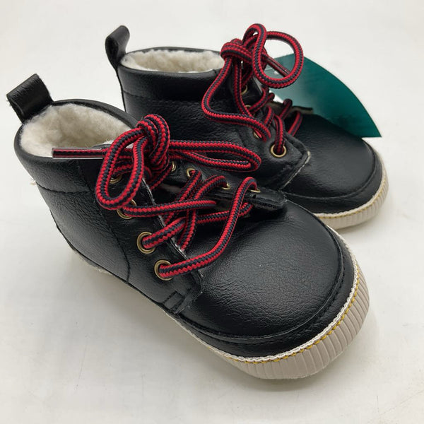 Size 3-6m: Gap Black/Red Soft Sole Lace-Up Shoes