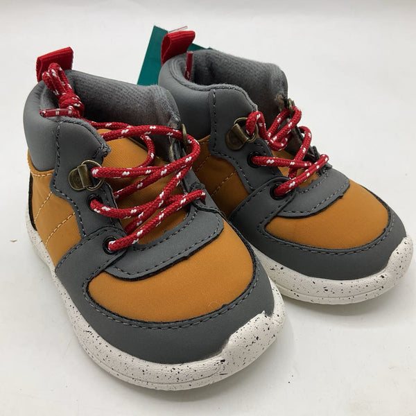 Size 6-12m: Gap Brown/Grey/Red Slip-On Sneakers