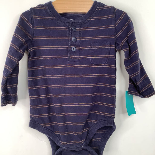 Size 6-12m: Gap Blue/Brown Striped Long Sleeve Onesie