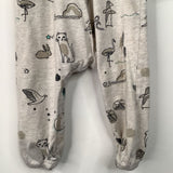 Size 6-9m: Tea Grey Forest Animals Print Short Sleeve Romper