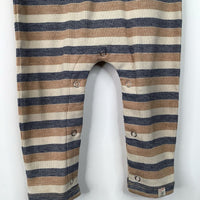 Size 3-6m: Me + Henry Brown/Blue Striped Collared Romper