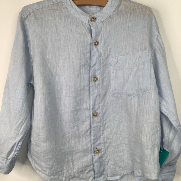 Size 4-5: Zara Light Blue Collared Button-Up Long Sleeve Shirt