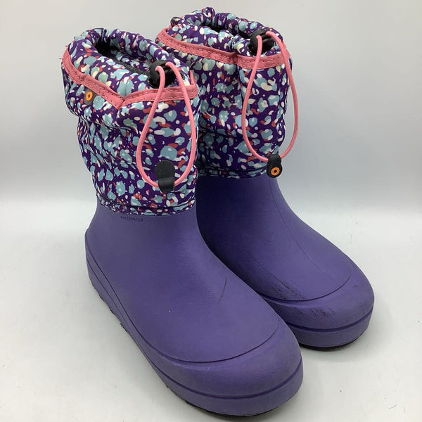 Size 3Y: Bogs Purple/Pink/Blue Splattered Insulated Shell Snow Boots