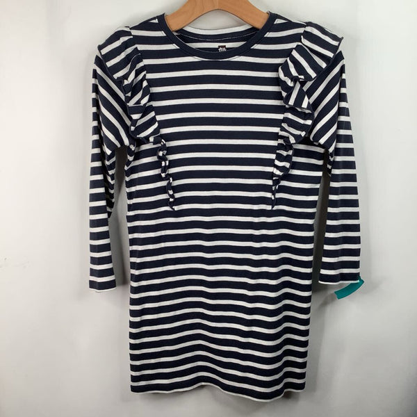 Size 12: Tea Black/White Striped Long Sleeve Dress