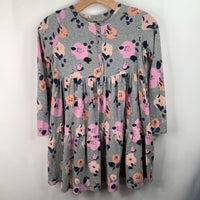 Size 12: Tea Grey/Pink/Orange Floral Long Sleeve Dress