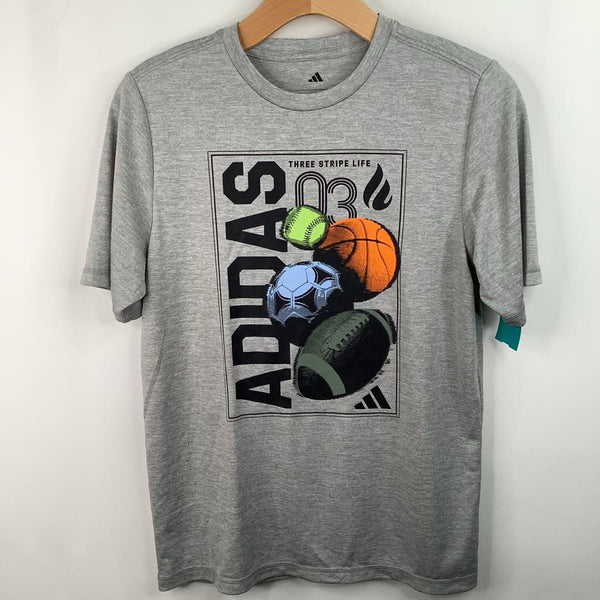 Size 14-16: Adidas Grey "Three Stripe Life" Sports T-Shirt