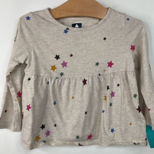 Size 2: Gap Creme/Colorful Stars Long Sleeve Shirt
