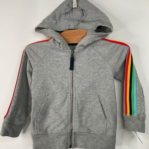 Sizer 18-24m: Primary Grey/Colorful Striped Zip-Up Hoodie
