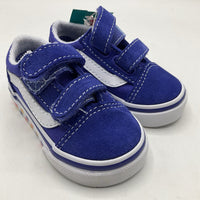 Size 4: Vans Blue/White Velcro Strap Sneakers -NEW