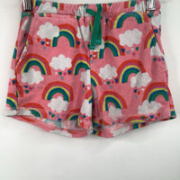 Size 7: Mini Boden Pink Rainbow Print Terry Cloth Shorts