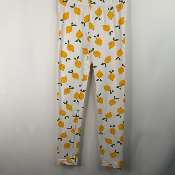 Size 8 (130): Hanna Andersson White Lemon Print Leggings