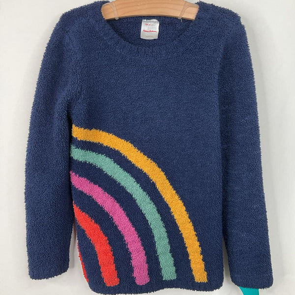 Size 6-7 (120): Hanna Andersson Blue Rainbow Fuzzy Sweater