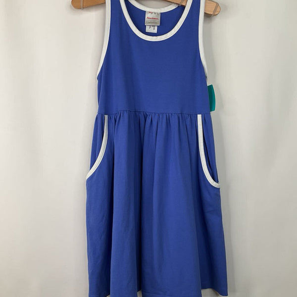 Size 6-7 (120): Hanna Andersson Blue/White Tank Dress