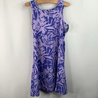 Size 6: Columbia Blue/Purple Floral Print Tank Dress
