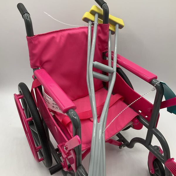 18" Doll Pink Wheelchair W/ Crutches