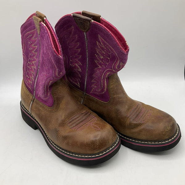 Size 2.5Y: Ariat Brown/Pink Boots