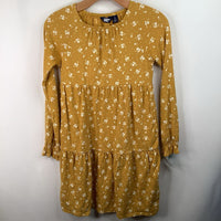 Size 10-12: Lands End Yellow/White Floral Long Sleeve Dress