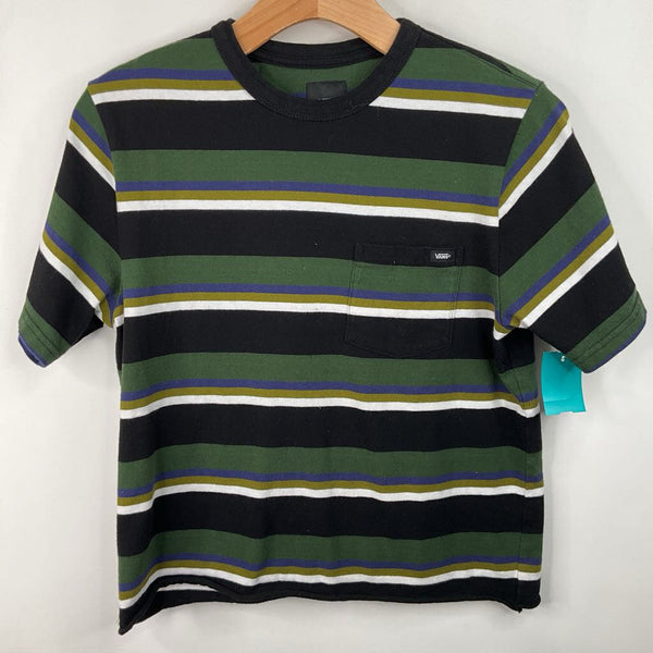 Size 10-12: Vans Black/Green/White Striped T-Shirt