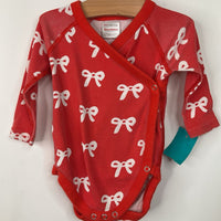 Size 3-6m (60): Hanna Andersson Red/White Bow Long Sleeve Onesie