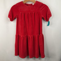Size 5 (110): Hanna Andersson Red Velour Short Sleeve Dress