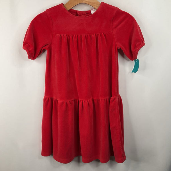 Size 5 (110): Hanna Andersson Red Velour Short Sleeve Dress