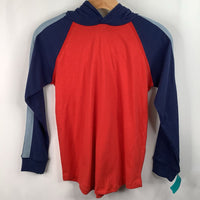 Size 10 (140): Hanna Andersson Red/Blue/Grey Long Sleeve Hoodie